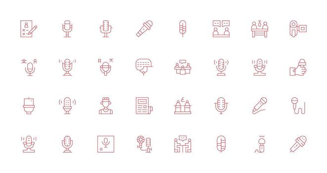 32 Thin Line Icons for Interview Graphics Fully Editable Icon Set for Web vector
