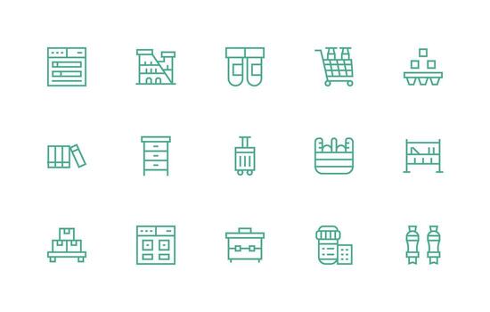 Regular Line Icons from Containers Set with 15 Vectors Compact Icon Set