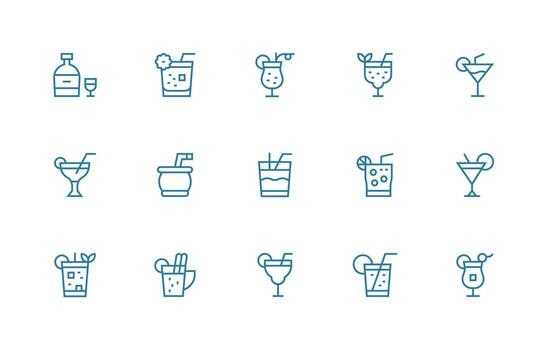 Alcoholic Icon Collection with 15 Regular Line Designs Clean Icon Set Icon Pack for UI Projects vector