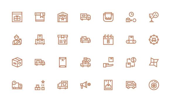 Bold Line Style Shipment Icons with 28 Vectors Core Icon Collection for Daily Tasks