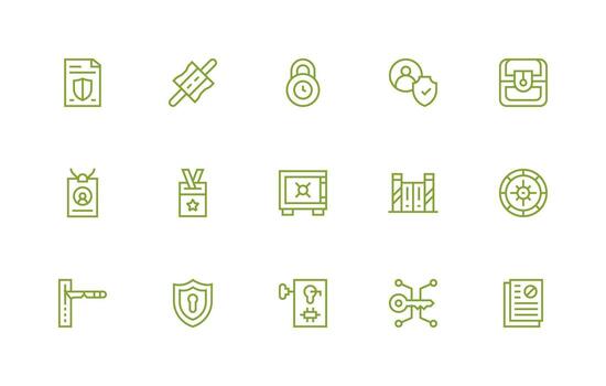 Access Control Visual Pack containing 15 Regular Line Icons Interface Icon Collection for Daily Projects vector