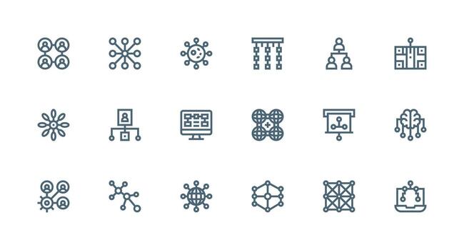 Strong Stroke Line Icons from Connections Set with 18 Vectors Flexible Icon System for Web Interfaces