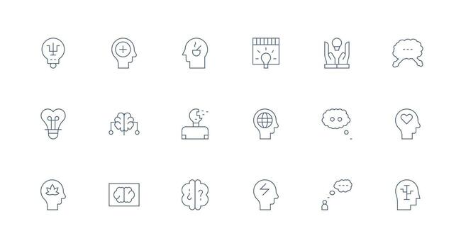 18 Minimal Line Vectors for Thought Theme Balanced Icon Set for Functional Design