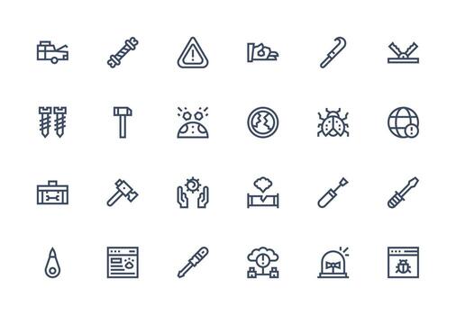 24 Thick Line Line Vectors for Fix Theme Balanced Icon Set for Functional Design