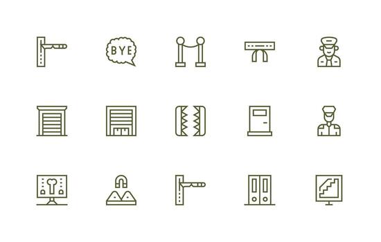 15 regular línea diseños para salida íconos icono conjunto para web vector