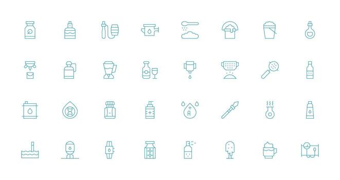 32 Thin Line Icons for Liquid Graphics Scalable Icons for All Themes vector