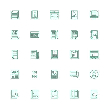 Text including 25 Medium Stroke Outline Illustrations Quick Access Icons for UI Development vector