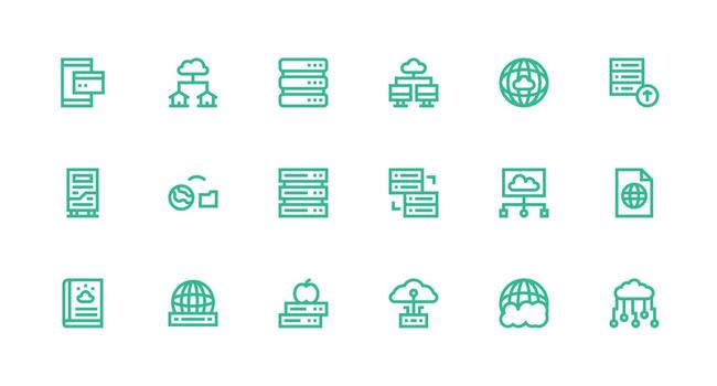 Strong Stroke Line Style Hosting Icons with 18 Vectors Customizable Icon Series for Mobile Screens