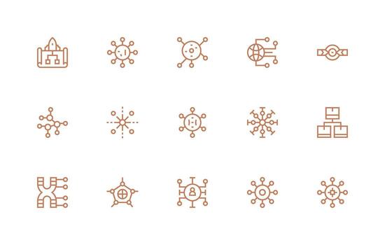 15 Regular Line Designs for Dataflow Icons Simple Icons for Interface and Wireframes vector