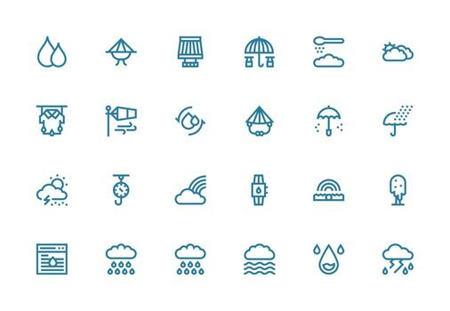 24 Icons for Rain in Thick Line Line Format Icons Built for Visual Consistency Pack vector