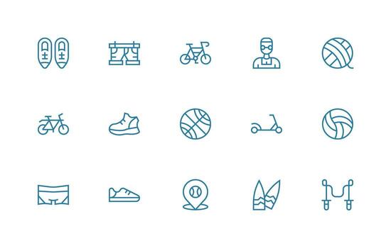 15 Active Icons in Regular Line Aesthetic Full Icon Library for UI Designers vector