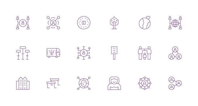 Community Icon Collection with 18 Minimal Line Designs All Device Compatible Icon Set vector