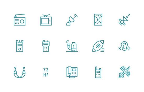 receptor diseño íconos presentando 15 en regular línea estilo organizado icono paquete para rápido acceso vector