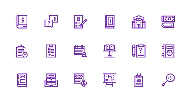 Documentation Icon Collection with 18 Strong Stroke Line Designs Smart Icon Collection vector