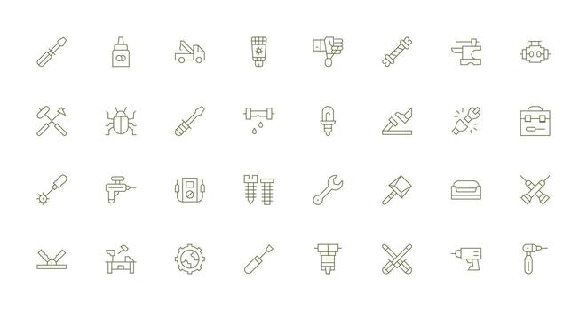 32 Thin Line Icons for Repairing Graphics Icon Set for Web vector