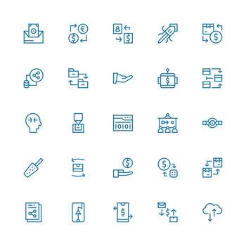 Medium Stroke Outline Style Transfer Icons with 25 Vectors Fully Editable Icon Set for Web