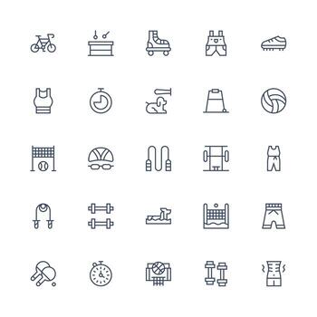 Exercise Icon Collection with 25 Medium Stroke Outline Designs Neatly Designed Icons for Web Platforms vector