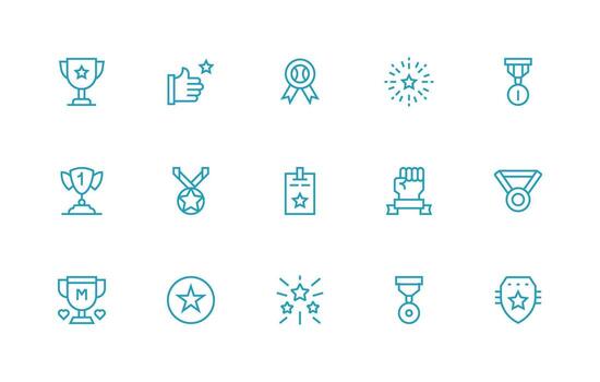 Outstanding featuring 15 Icons in Regular Line Design Smart Icon Collection vector