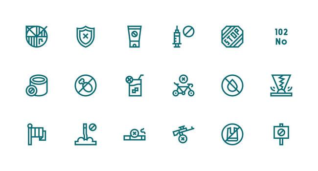 18 Strong Stroke Line Style Icons from Prohibition Collection Well-Structured Icons for Creative Use vector