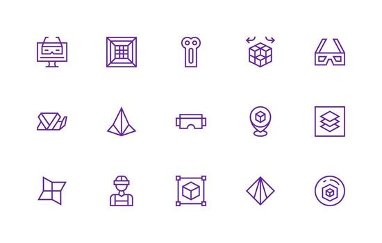 3D Set with 15 Regular Line Icons Optimized Icon Pack for Digital Products vector