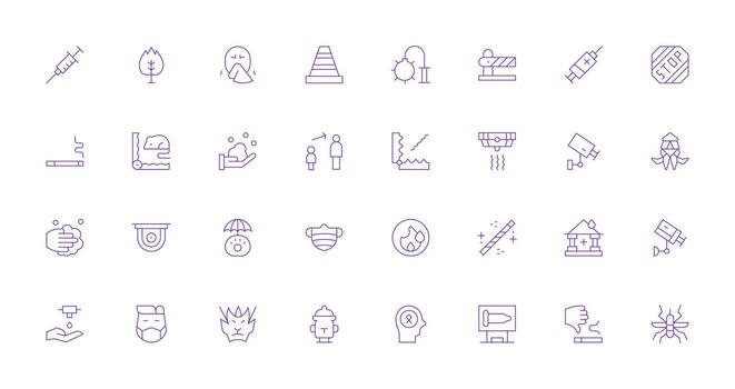 32 Icons for Prevention in Thin Line Format Pixel Perfect Icons for Modern Apps vector