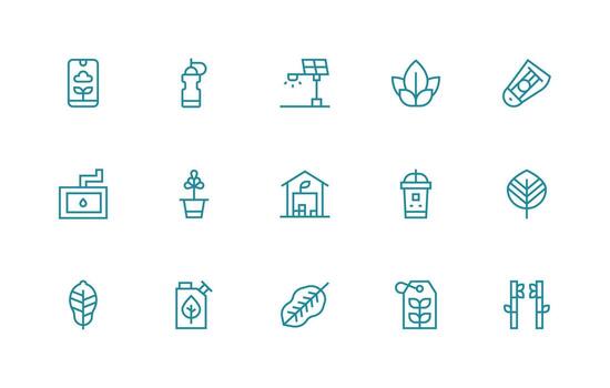 15 EcoFriendly Icons in Regular Line Aesthetic Sharp Icons for Presentations vector