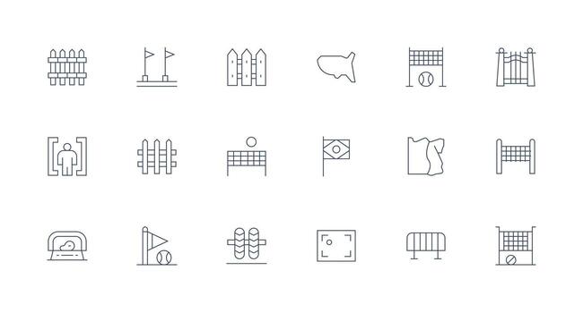 Perímetro icono conjunto con 18 mínimo línea gráficos usuario interfaz íconos para digital productos vector