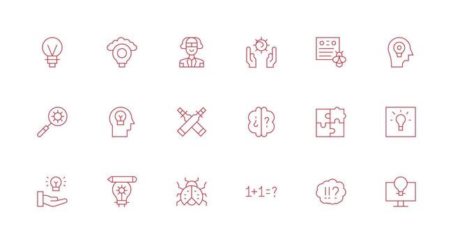 18 mínimo línea estilo íconos desde problema resolviendo colección de confianza íconos para todas interfaces vector