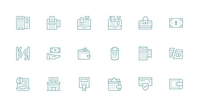 18 Minimal Line Icons for Electronic Payment Graphics Detailed Icon Collection for Design Systems vector