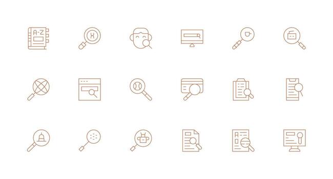 Lookup Design Icons featuring 18 in Minimal Line Style Scalable Icons for All Themes vector