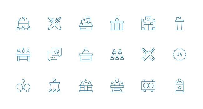 mínimo línea íconos desde debate conjunto con 18 vectores interfaz íconos para diario utilizar