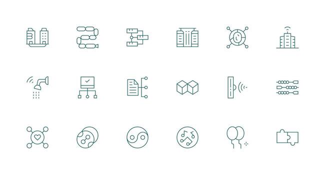 Minimal Line Icons from Connected Set with 18 Vectors Editable Icon Collection
