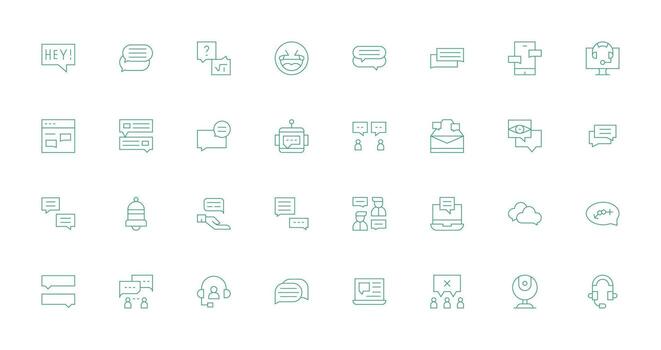 32 Delgado línea estilo íconos desde charla colección personalizable icono serie para móvil pantallas vector