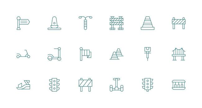 Pedestrian Visual Pack containing 18 Minimal Line Icons Compact Icon Set vector