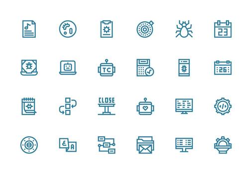 24 grueso línea línea vectores para programa tema reutilizable icono conjunto