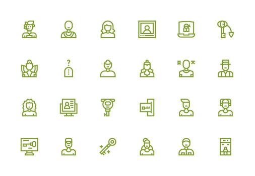 grueso línea línea íconos desde iniciar sesión conjunto con 24 vectores icono conjunto para web