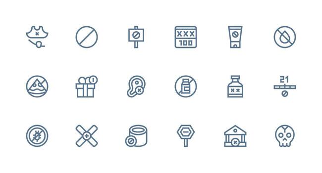 Not Allowed Design Icons featuring 18 in Strong Stroke Line Style Versatile Icon Collection for Designers vector