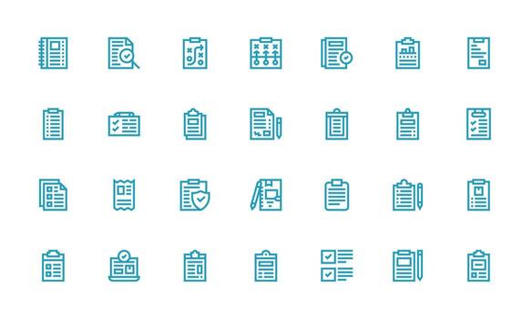 Lista de Verificación icono colección con 28 negrita línea diseños de múltiples fines icono conjunto vector