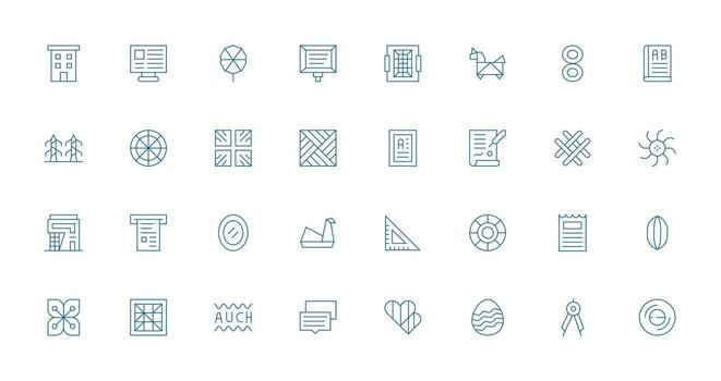 32 Delgado línea íconos para líneas gráficos interfaz icono colección vector