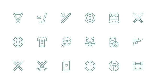 Game Set with 18 Minimal Line Icons Multi-Style Icons for Creative Projects vector