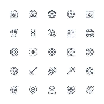 Medium Stroke Outline Style Objective Icons with 25 Vectors User Interface Icons for Digital Products