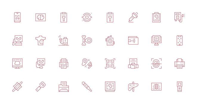32 Scan Icons in Thin Line Aesthetic Simplified Icon Pack for Visual Tools vector