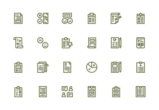 grueso línea línea íconos desde cuestionario conjunto con 24 vectores equilibrado icono conjunto para funcional diseño