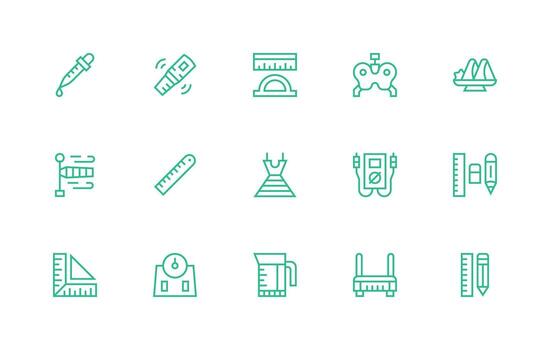 Measuring Icon Collection with 15 Regular Line Designs Interface Icons for Daily Use vector