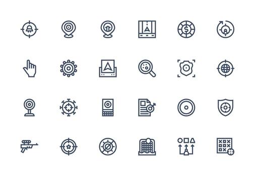 24 Thick Line Line Style Icons from Target Collection Balanced Icon Set for Functional Design vector