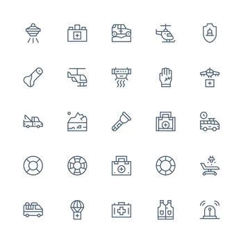 25 Medium Stroke Outline Icons for Emergency Graphics Clean Icon Set Icon Pack for UI Projects vector
