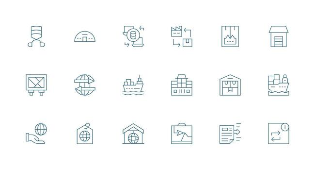 Export Icon Set with 18 Minimal Line Graphics High-Resolution Icons for Any Platform vector