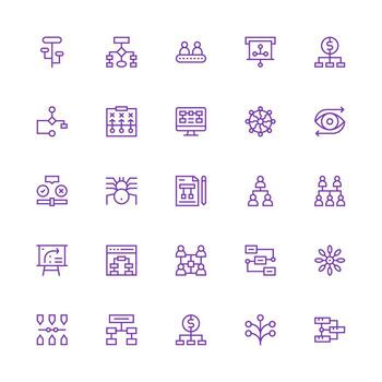 25 medio carrera contorno estilo íconos desde diagrama de flujo colección inteligente icono colección vector