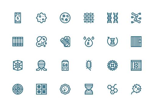 Cell Icon Set with 24 Thick Line Line Graphics Style Icon Set vector