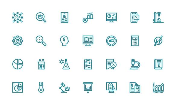 análisis presentando 28 íconos en negrita línea diseño íconos construido para visual consistencia paquete vector